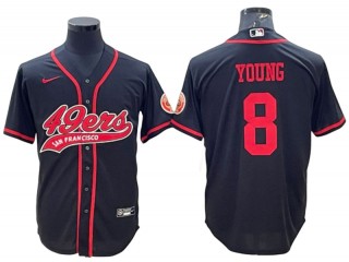 San Francisco 49ers #8 Steve Young Baseball Style Jersey - Red/White/Gold/Black
