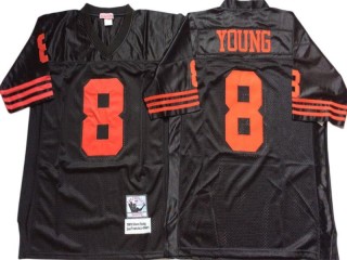 M&N San Francisco 49ers #8 Steve Young Black 1990 Throwback Jersey