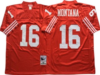 M&N San Francisco 49ers #16 Joe Montana Red 1990 Throwback Jersey