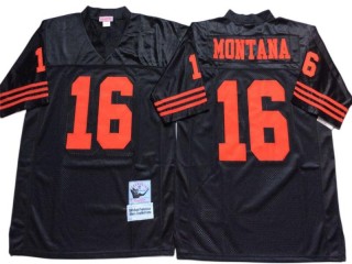 M&N San Francisco 49ers #16 Joe Montana Black 1990 Throwback Jersey
