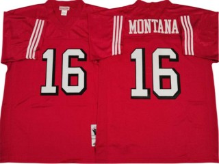 M&N San Francisco 49ers #16 Joe Montana Red 1994 Throwback Jersey