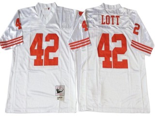 M&N San Francisco 49ers #42 Ronnie Lott White 1990 Throwback Jersey