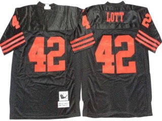 M&N San Francisco 49ers #42 Ronnie Lott Black 1990 Throwback Jersey