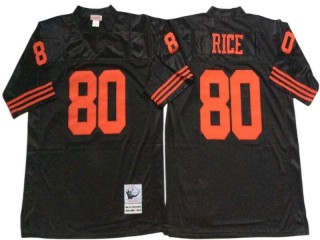 M&N San Francisco 49ers #80 Jerry Rice Black 1990 Throwback Jersey