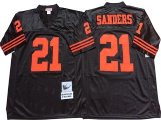 M&N San Francisco 49ers #21 Deion Sanders Black 1990 Throwback Jersey