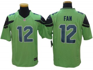 Seattle Seahawks #12 Fan Neon Green Color Rush Jersey 