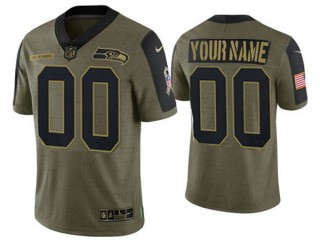 Custom Seattle Seahawks Olive 2021 Salute to Service Vapor Limited Jersey