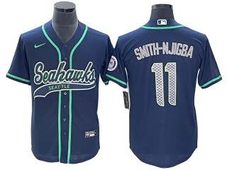Seattle Seahawks #11 Jaxon Smith-Njigba Baseball Style Jersey - Navy & Gray & Neon Green