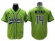 Seattle Seahawks #14 DK Metcalf Baseball Style Jersey - Navy & Gray & Neon Green