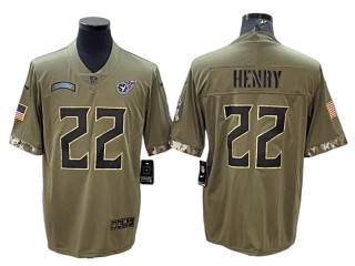 Tennessee Titans #22 Derrick Henry 2022 Olive Salute To Service Limited Jersey