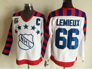 NHL 1992 All Star Game #66 Mario Lemieux Vintage CCM Jersey - White