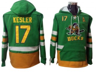 Anaheim Ducks #17 Ryan Kesler Green Pullover Hoodie