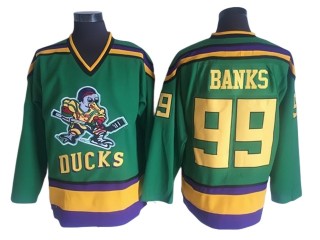 The Mighty Ducks #99 Adam Banks Green Hockey Movie Jersey