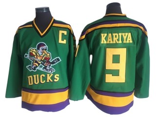 The Mighty Ducks #9 Paul Kariya Green Hockey Movie Jersey