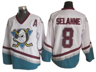 Anaheim Mighty Ducks #8 Teemu Selanne White 1997 Vintage CCM Jersey