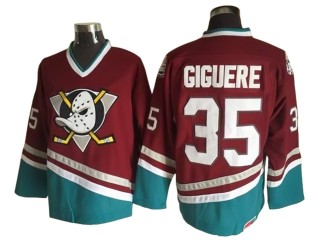 Anaheim Mighty Ducks #35 Jean-Sebastien Giguere Burgundy 2003 Vintage CCM Jersey