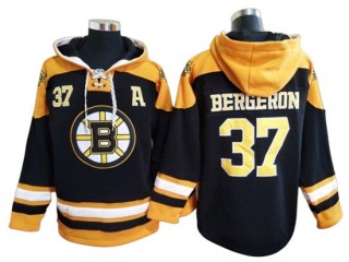 Boston Bruins #37 Patrice Bergeron Black Ageless Must-Have Lace-Up Pullover Hoodie