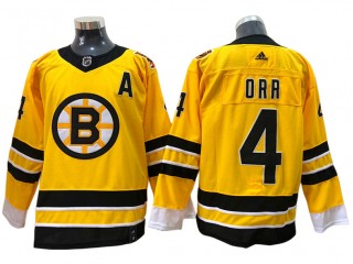Boston Bruins #4 Bobby Orr Yellow Reverse Retro Jersey