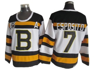 Boston Bruins #7 Phil Esposito White 1992 75th Vintage CCM Jersey