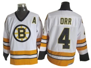 Boston Bruins #4 Bobby Orr White 1970's Vintage CCM Jersey