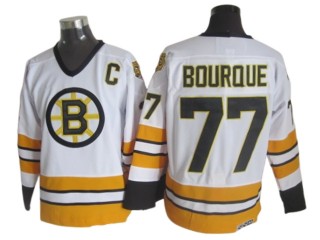 Boston Bruins #77 Ray Bourque White 1970's Vintage CCM Jersey
