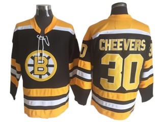 Boston Bruins #30 Gerry Cheevers Black Vintage CCM Jersey