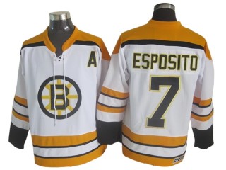 Boston Bruins #7 Phil Esposito White Vintage CCM Jersey