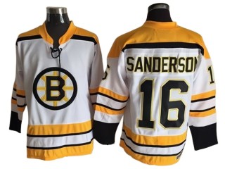 Boston Bruins #16 Derek Sanderson White Vintage CCM Jersey