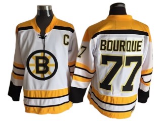 Boston Bruins #77 Ray Bourque White Vintage CCM Jersey
