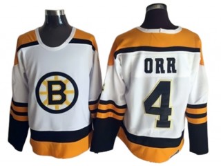 Boston Bruins #4 Bobby Orr White 1960's Vintage CCM Jersey