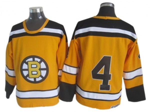 Boston Bruins #4 Bobby Orr Yellow 1960's Vintage CCM Jersey