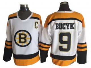 Boston Bruins #9 Johnny Bucyk White 1960's Vintage CCM Jersey