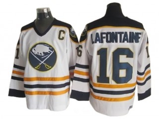 Buffalo Sabres #16 Pat LaFontaine White Vintage CCM Jersey