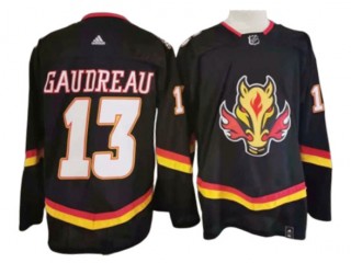 Calgary Flames #13 Johnny Gaudreau Black Reverse Retro Jersey