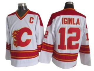 Calgary Flames #12 Jarome Iginla White 1989 Vintage CCM Jersey