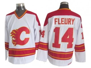 Calgary Flames #14 Theoren Fleury White 1989 Vintage CCM Jersey