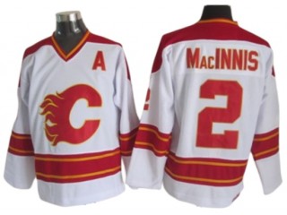 Calgary Flames #2 Al MacInnis White 1989 Vintage CCM Jersey