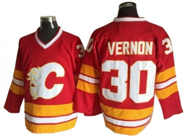Calgary Flames #30 Mike Vernon Red 1989 Vintage CCM Jersey