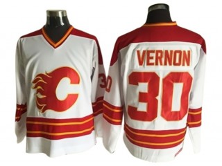 Calgary Flames #30 Mike Vernon White 1989 Vintage CCM Jersey