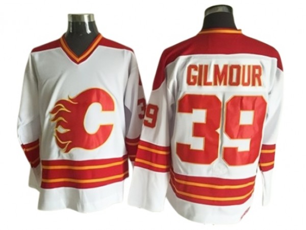 Calgary Flames #39 Doug Gilmour White 1989 Vintage CCM Jersey
