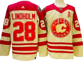 Calgary Flames #28 Elias Lindholm Cream 2023 Heritage Classic Jersey