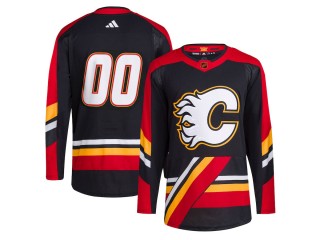Custom Calgary Flames Black Reverse Retro 2.0 Jersey
