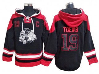 Chicago Blackhawks #19 Jonathan Toews Black Ageless Must-Have Lace-Up Pullover Hoodie