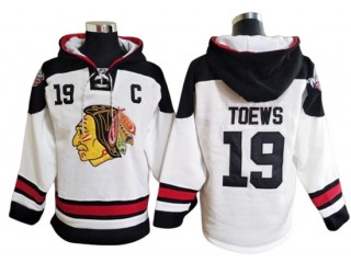 Chicago Blackhawks #19 Jonathan Toews White Ageless Must-Have Lace-Up Pullover Hoodie