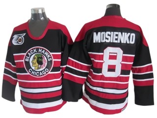 Chicago Blackhawks #8 Bill Mosienko Black 1940's CCM Vintage 75th Jersey