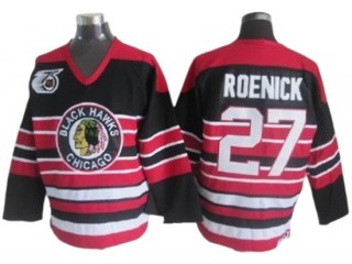 Chicago Blackhawks #27 Jeremy Roenick Black 1940's CCM Vintage 75th Jersey