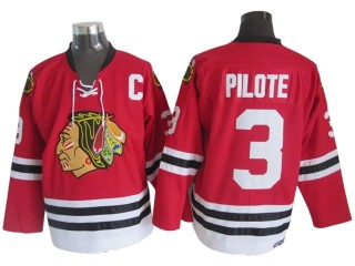 Chicago Blackhawks #3 Pierre Pilote 1963 Vintage CCM Jersey - Red/White 