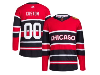 Custom Chicago Blackhawks Red/Black Reverse Retro 2.0 Jersey