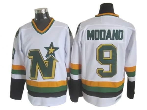 Dallas Stars #9 Mike Modano 1980's Vintage CCM Jersey - Green/White
