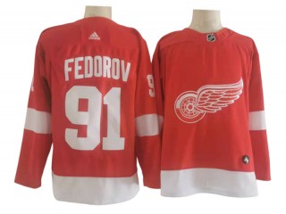 Detroit Red Wings #91 Sergei Fedorov Red Home Jersey